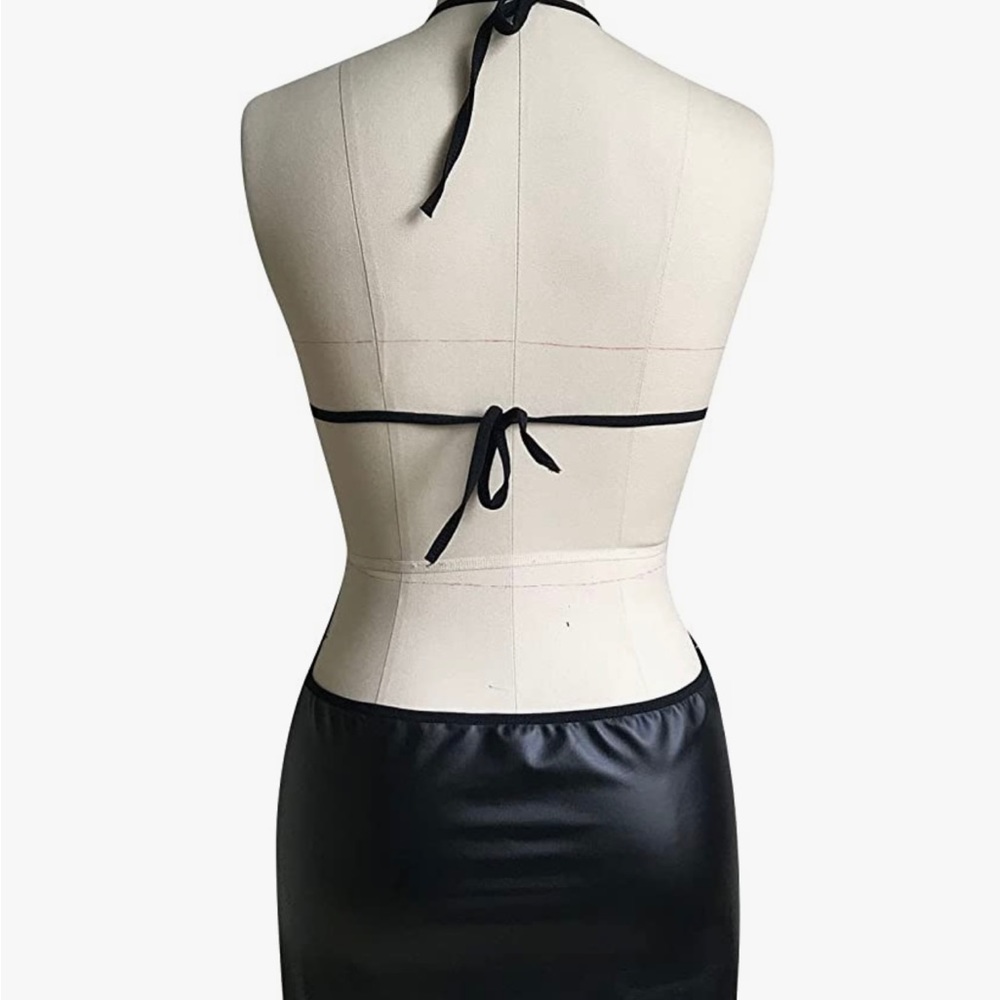 Woman’s leather bodysuit Lace Bowkmot